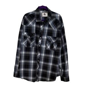 Coevals Club Mens 3XL Western Pearl Snap Shirt Plaid Long Sleeve
